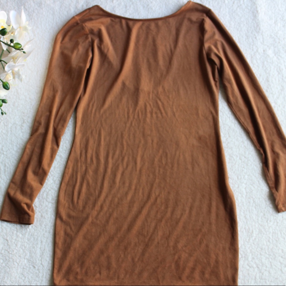 Tyche Suede Dress Long Sleeve Low Back Size Medium